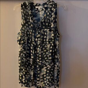 CAbi Blue and White Button Down Shirt